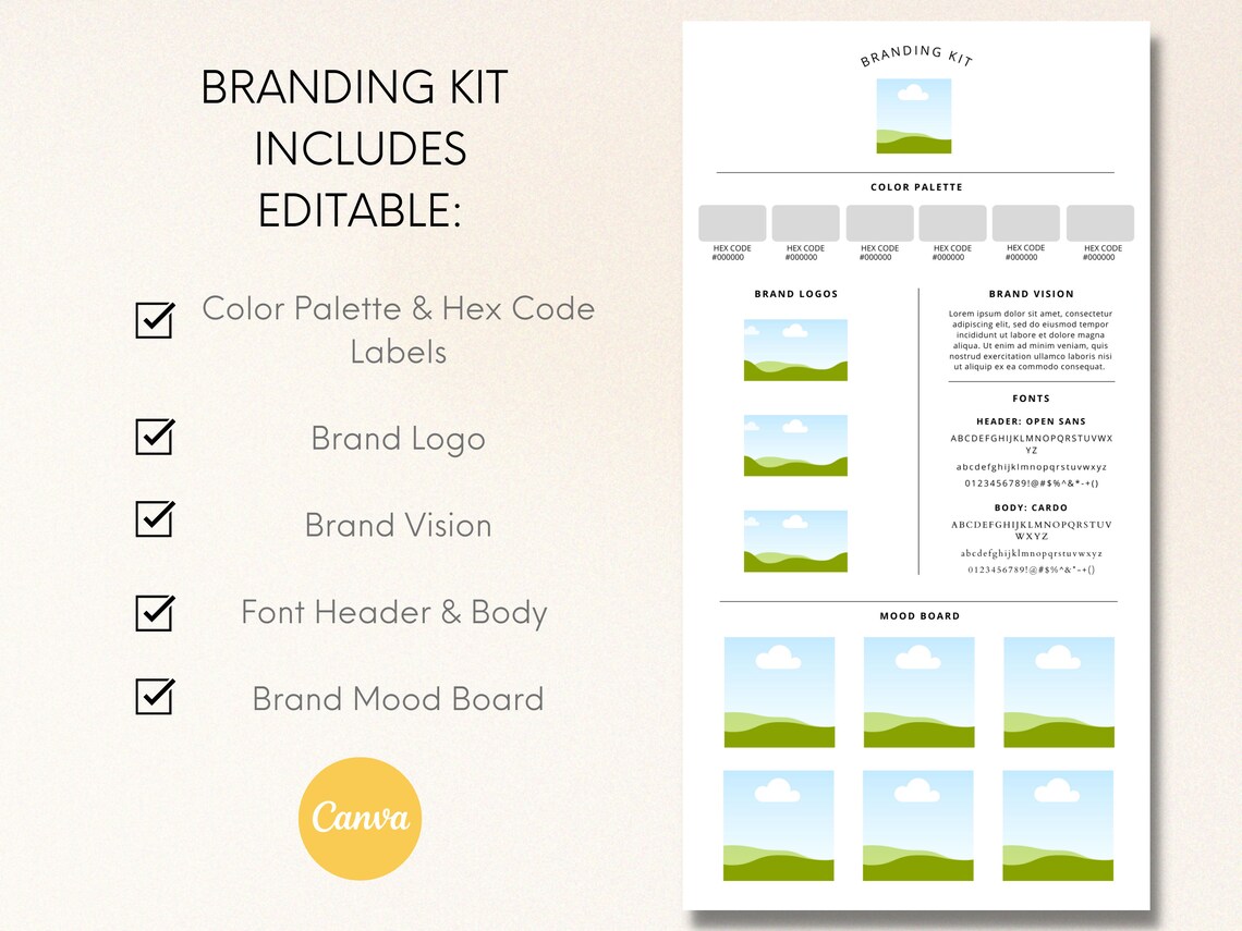 Brand Kit Template | Branding Board Canva | Branding Board | Branding ...