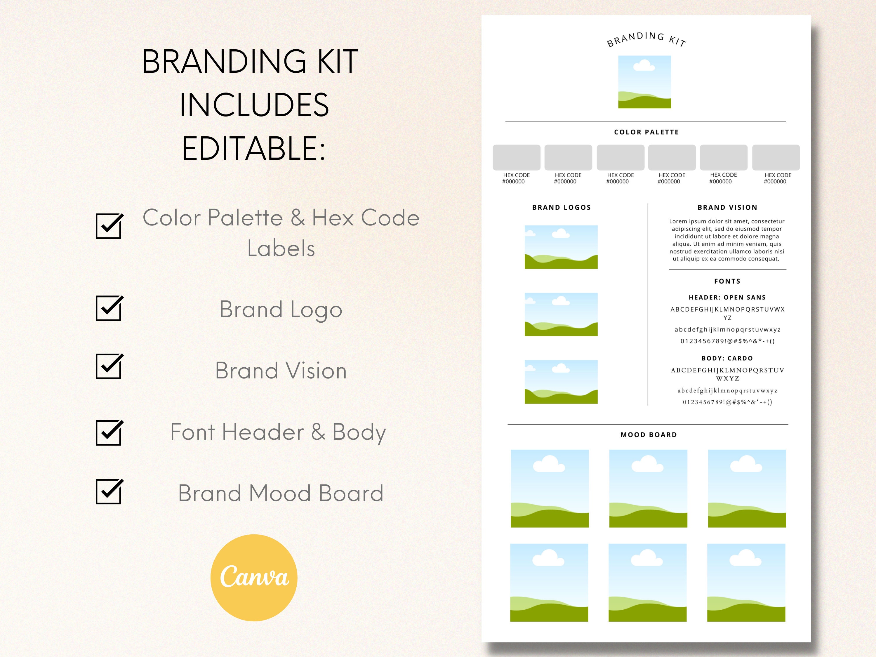 Brand Kit Template | Branding Board Canva | Branding Board | Branding ...