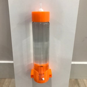Reef dosing system - 3D printed 800mL Voss bottle caps, 1/4&quot; Mur-Lok bulkheads, rigid tubing, and wall mounting bracket (1 or 2 bottles)