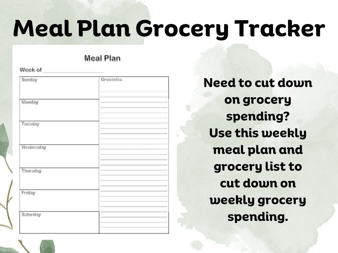 ADHD Weekly Meal Planner Grocery List Printable Template, 7 Day Menu ...