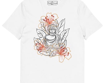 Unisex Organic Cotton T-shirt Buddha Illustration TShirt Abstract Art Buddha Shirt