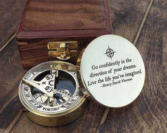 Personalized Working Sundial Compass, Engraved Compass, Anniversary Gift Compass, Compass For Husband, Valentines Day Gift, Couples Gift