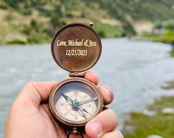 Personalized working Compass With Custom Engraving, Engraved Compass Handwriting Engraved on Compass Graduation Day, Keepsake Gift