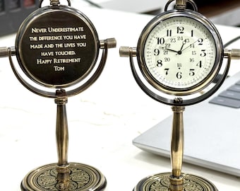 Retirement Gift For Men, Personalized Desk Clock, Corporate gift, Retirement Gifts for Boss, Retirement Gifts for Teacher, Retro table clock