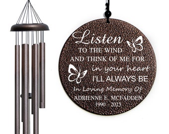 Memorial Wind Chime Gift, Personalized Wind Chime Listen to the Wind, Sympathy Wind Chime, Bereavement Gift, Gifts Loss Of Loved