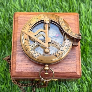 Personalized Working Sundial Compass, Engraved Compass, Anniversary Gift Compass, Compass For Husband, Valentines Day Gift, Couples Gift