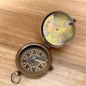 Personalized Antique Compass, 100 Year Calendar, Engraved Working Compass, Custom Engraving, Compass for My Husband, Anniversary Gift