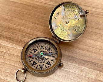 Personalized Antique Compass, 100 Year Calendar, Engraved Working Compass, Custom Engraving, Compass for My Husband, Anniversary Gift