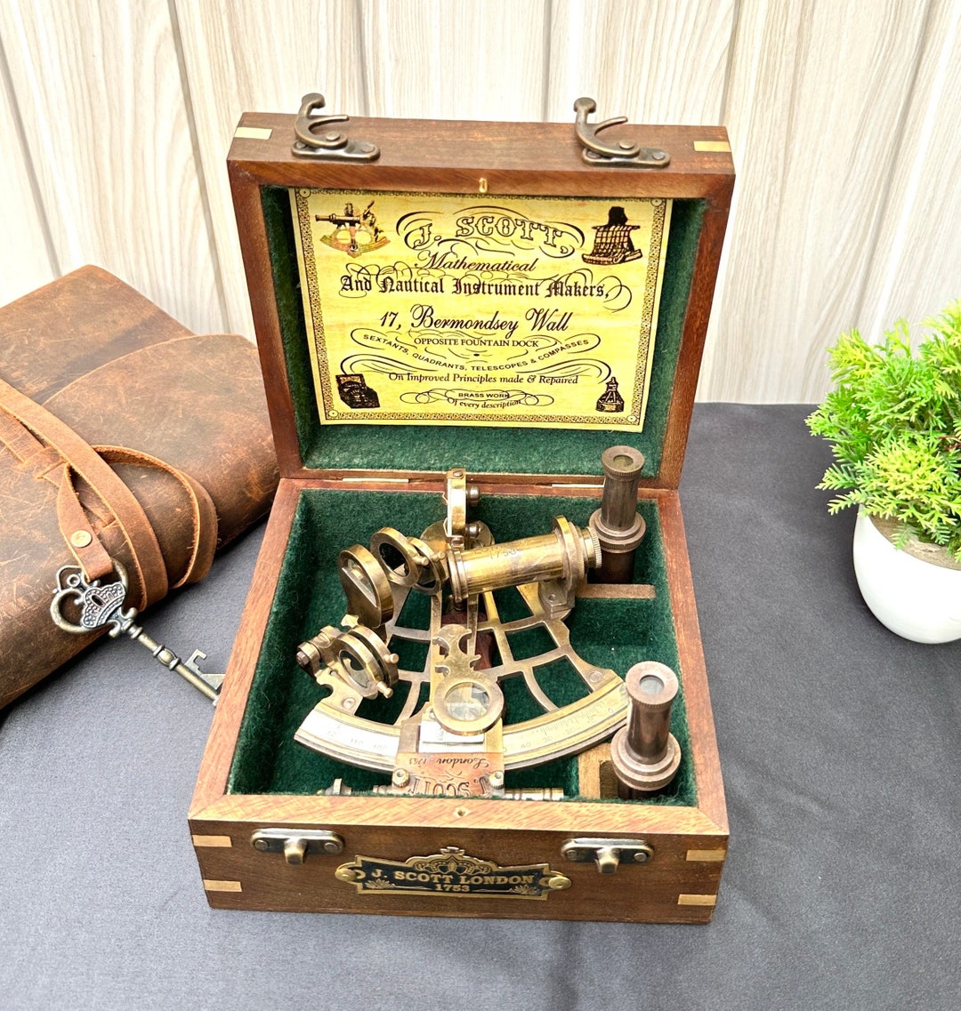 Nautical Brass Working Sextant Micrometer Drum Readout Black Finished Solid Brass Sextant Marine Astrolabe Ship Instrume