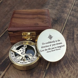 Personalized Working Sundial Compass, Engraved Compass, Anniversary Gift Compass, Compass For Husband, Valentines Day Gift, Couples Gift