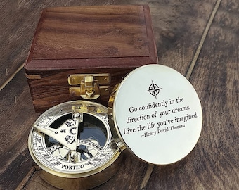 Brújula de reloj de sol personalizada, brújula grabada, brújula de regalo de aniversario, brújula para esposo, regalo de San Valentín, regalo para parejas
