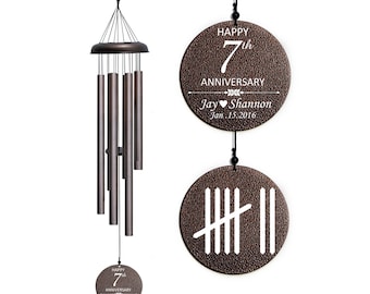 7th Anniversary Gift, Personalized wind Chime for anniversary, Anniversary gift for wife, Copper Anniversary Gift, Gift For Her Couples Gift