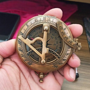 Brass Sundial Compass, Personalized Working Compass, Engraved Compass, Anniversary Gift For Husband,Birthday Gift For Son From Mom And Dad