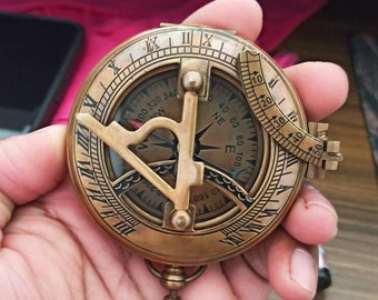 Brass Sundial Compass, Personalized Working Compass, Engraved Compass, Anniversary Gift For Husband,Birthday Gift For Son From Mom And Dad