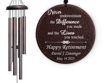 Retirement Wind Chime, Personalized Retirement Wind Chime Difference You Made, Retirement Gifts for Teacher, Retirement Gifts For Men, Boss
