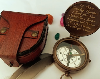 Adventure Awaits, Personalized Compass, Custom Engraved Anniversary Gift - Compass, Wedding Gift for Groom, Compass for My Husband , Wife