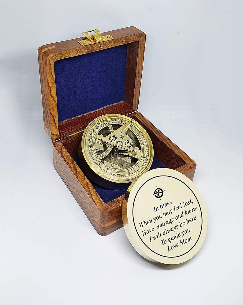 Personalized Working Sundial Compass, Engraved Compass, Anniversary ...
