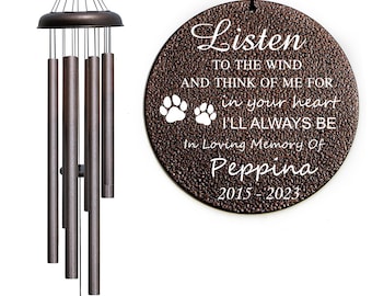 Huisdier Memorial windgong cadeau, hond Memorial windgong, gepersonaliseerde windgong huisdier luisteren naar de wind, Memorial cadeau verlies van hond