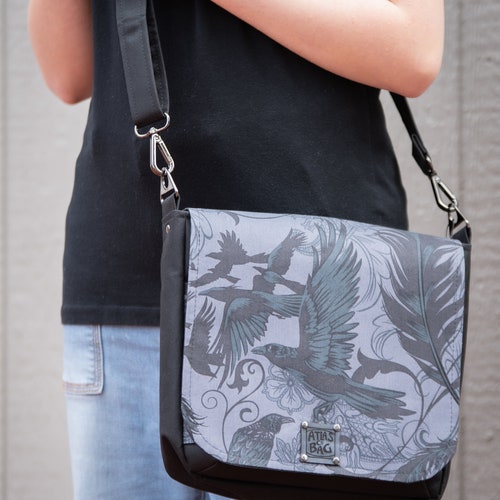 Raven Bag Embroidered Raven Canvas Laptop Bag Raven Etsy