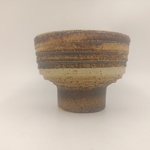 Stand cup bowl vintage artisanal brutalist pottery France 1960