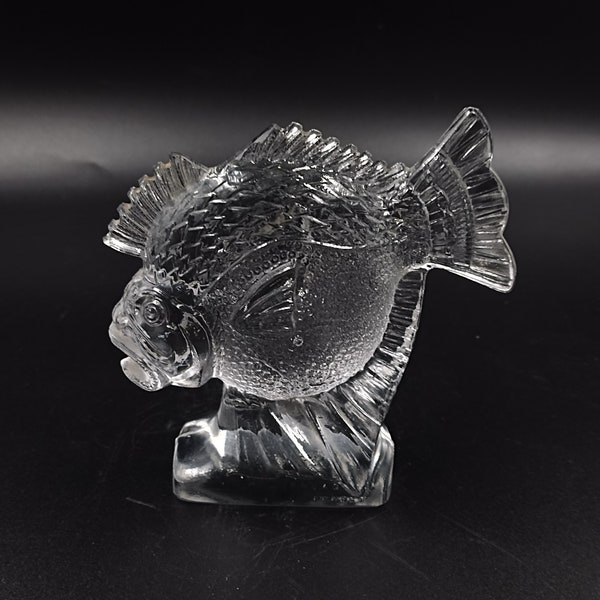 Statuette figurine Poisson Art Déco verre moulé pressé signé Ferjac France années 1920 1930