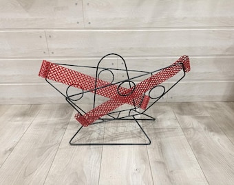 Vintage Butterfly Magazine Rack Red Sheet Metal Rigitule