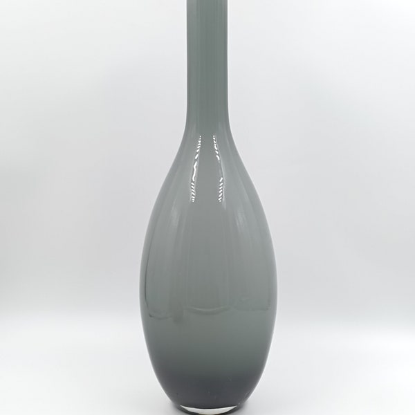 Vase opaline soufflé gris vintage design scandinave 1970's Space Age