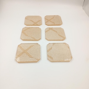 Lot of 6 Coasters Inclusion Gold Mesh Lucite Gabriella Crespi Dior Vintage Neoclassical Hollywood Regency Post Modern