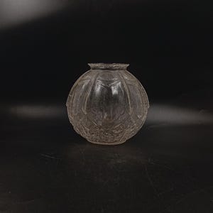 Art Deco bolvaas, geperst gegoten glas, gecraqueleerd effect, Frankrijk, jaren 30