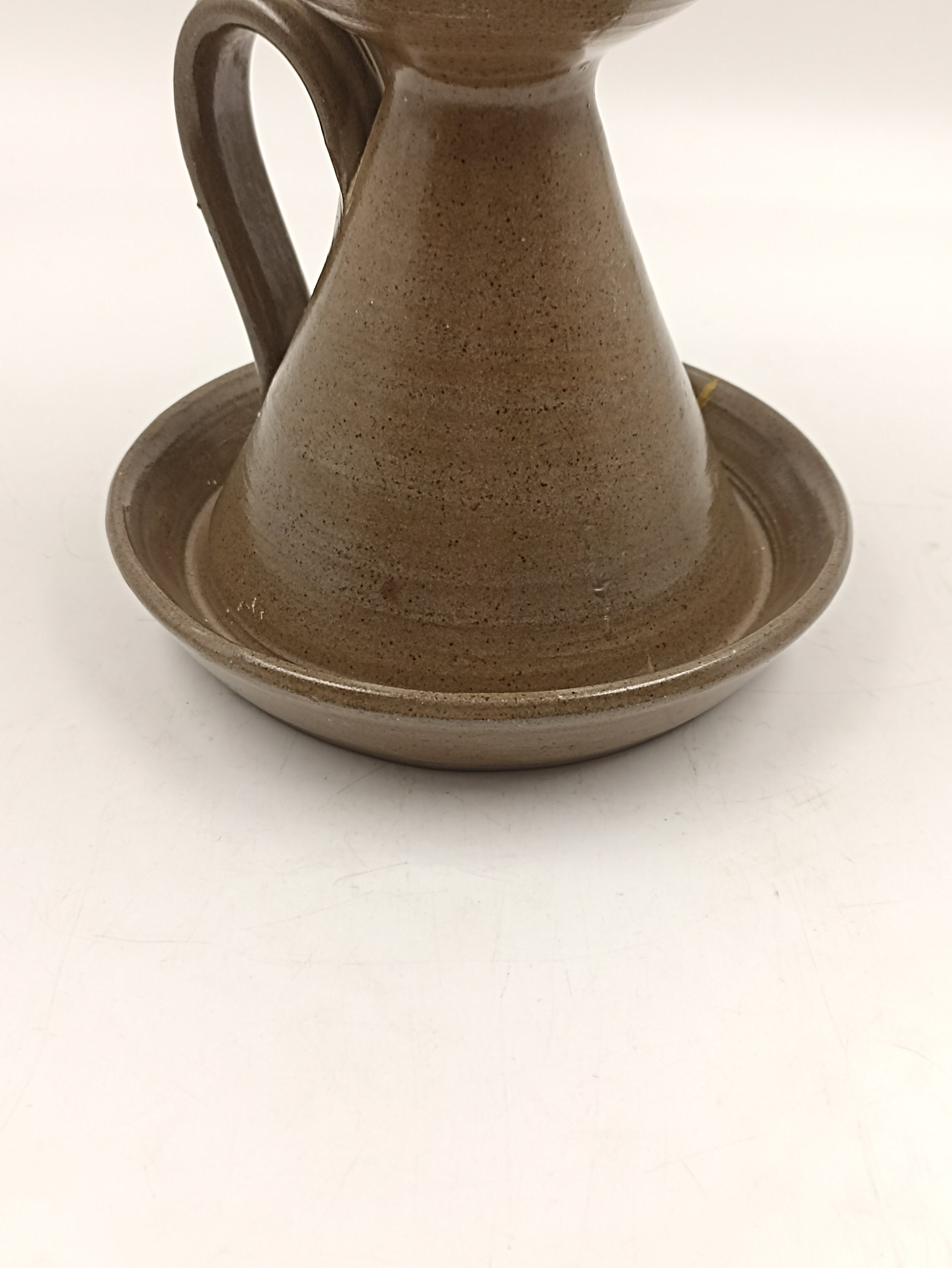 Bougeoir à Main En Grès Céramique – Gris Violet – Vintage Violetta