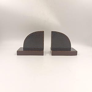 Pair of Modernist Bookends in Wood, Crocodile Effect, Stitched, France, Art Deco, 1940s