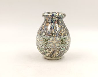 Vase Boule Gerbino Vallauris Vintage Mosaïque Poterie Émaillée Art Déco Neriage