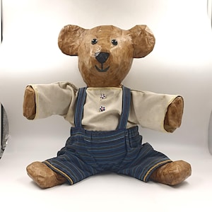 Ours Décoratif Papier Mâché Collé Carton Bouilli Jouet Vintage Années 60 70's Poupée Peluche