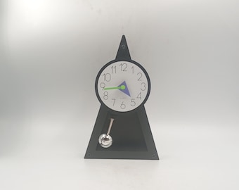 Pyramid Clock with Pendulum Design Postmodern Vintage 80's 90's dlg Memphis anti design triangle Futuristic alarm clock