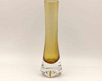 ヴィンテージ 三脚花瓶 アンバー ガラス Aseda Bo Borgstrom