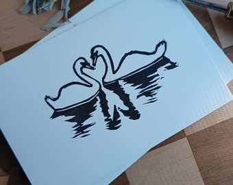 Swan Hearts Valentines Day Blank Greeting Card