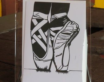 Ballet Pointe Shoes Handmade Greeting Card