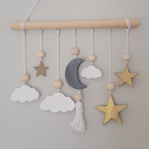Moon, Clouds and Stars - Wall Hanging Nursery Decor