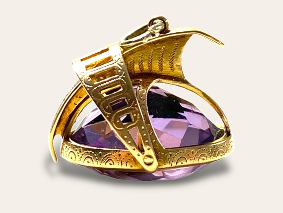 Vintage 18k and Amethyst Knight Amulet Pendant - image 6