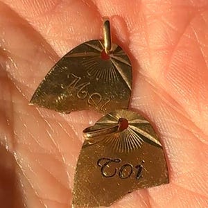 18k Vintage French “Toi”/“Moi” (“You and Me”) Break Apart Charms