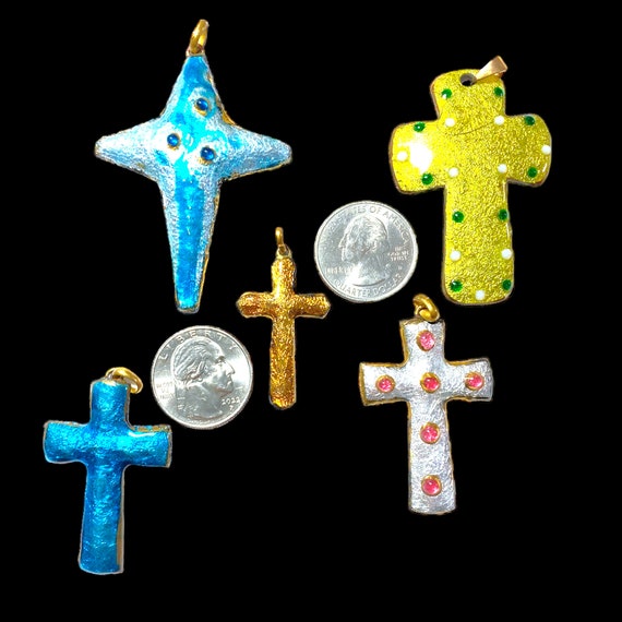 Vintage Limoges French Cross Pendants - image 2
