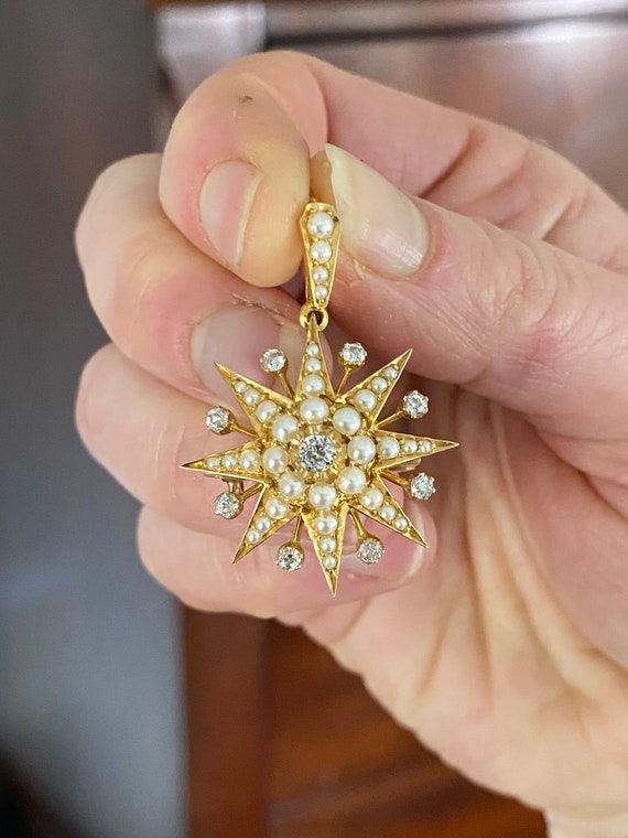 Superb 18k Yellow Gold Victorian Starburst Convert