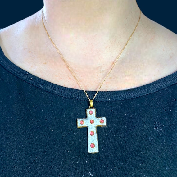 Vintage Limoges French Cross Pendants - image 4