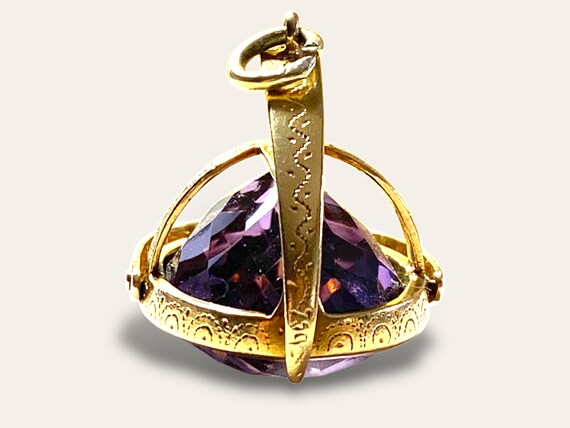 Vintage 18k and Amethyst Knight Amulet Pendant - image 3