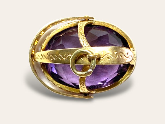 Vintage 18k and Amethyst Knight Amulet Pendant - image 7