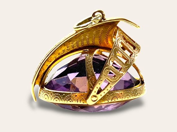 Vintage 18k and Amethyst Knight Amulet Pendant - image 5