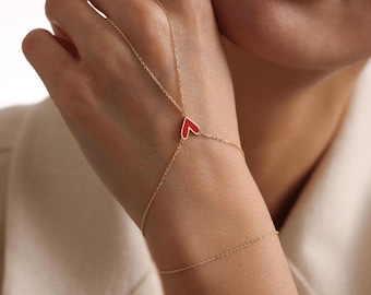 basilisk,miniature,gold,love,heart,valentines day,bracelet,gold hand chain,dainty bracelet