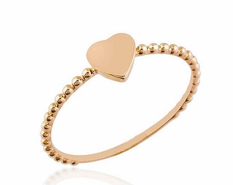 Heart Ring,Minimalist Ring ,Valentine's Ring,Gift For Her,Mother's Day Gift,Lovely Ring,Personalized Heart, Dainty Stackable Ring,Gift For U