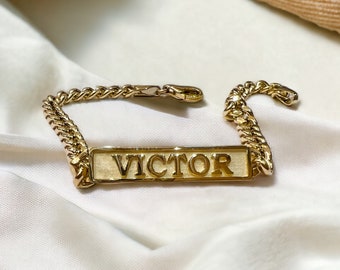 Name Bracelet Gold, Nameplate ID Bracelet, Personalized Chain Bracelet, Gold Custom Engraved Bracelet, Date Bracelet,