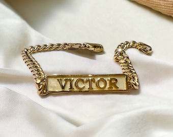 Name Bracelet Gold,Nameplate ID Bracelet,Personalized Chain Bracelet,GoldCustomEngraved Bracelet, DateBracelet,Personalized Gift For Her Him